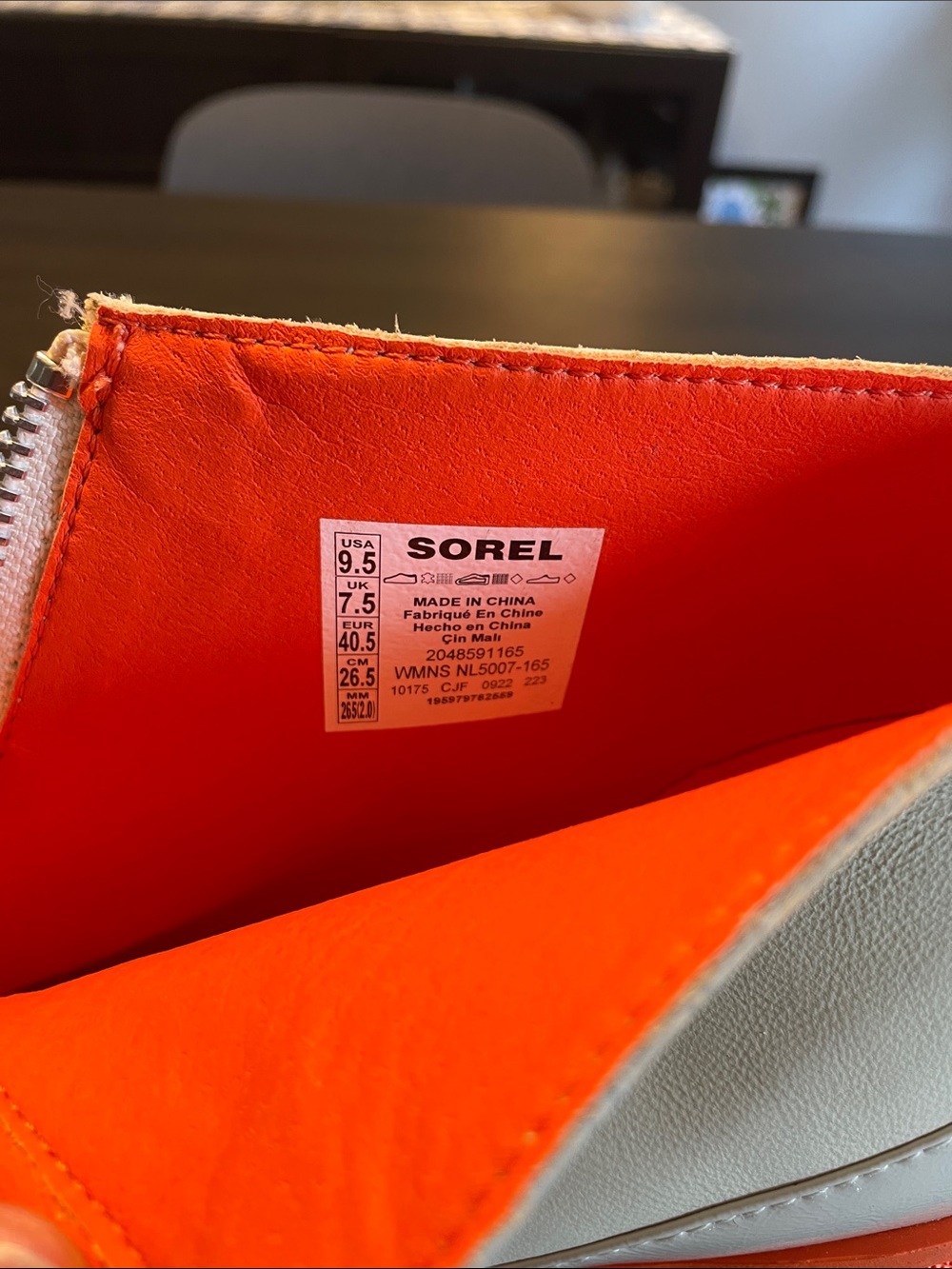 Sorel Brex Ceramic White and Orange Chunky Heel Ankle Boot - Picture 5 of 7